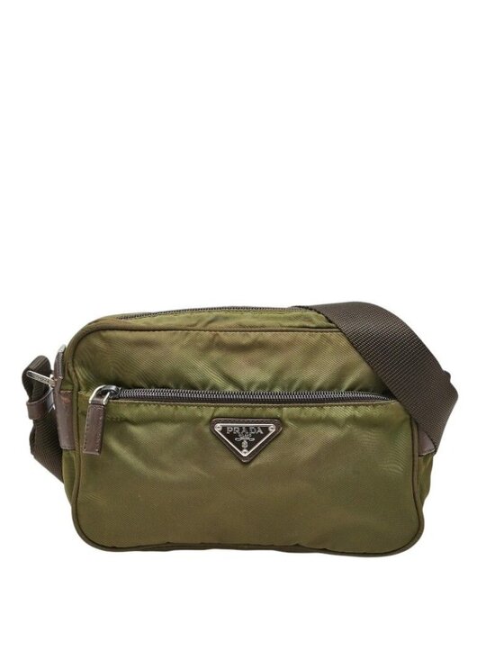 PRADA Crossbody Bag Shoulder Bag Khaki Nylon VELA SPORT  Prada Vela Sports Shoulder Bag Pochette Khaki Green Nylon Leather